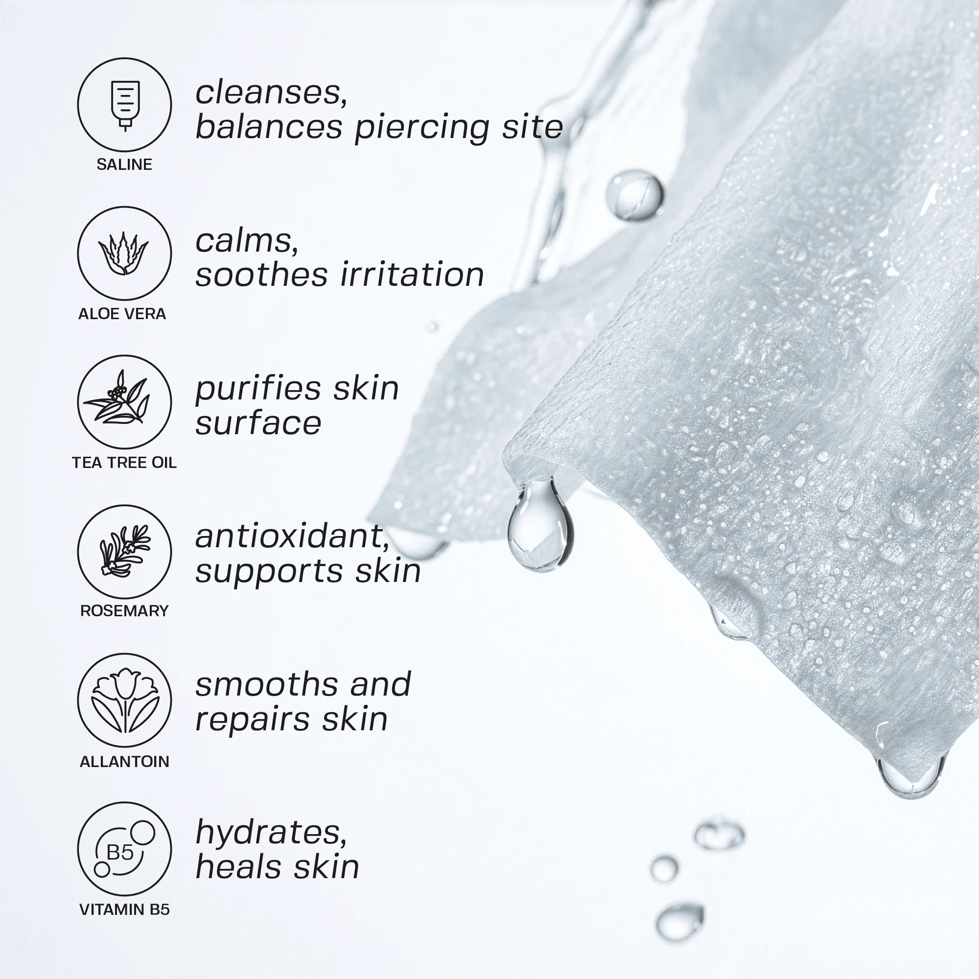 Piercing Aftercare Saline Wipes 75 Count - Image 3