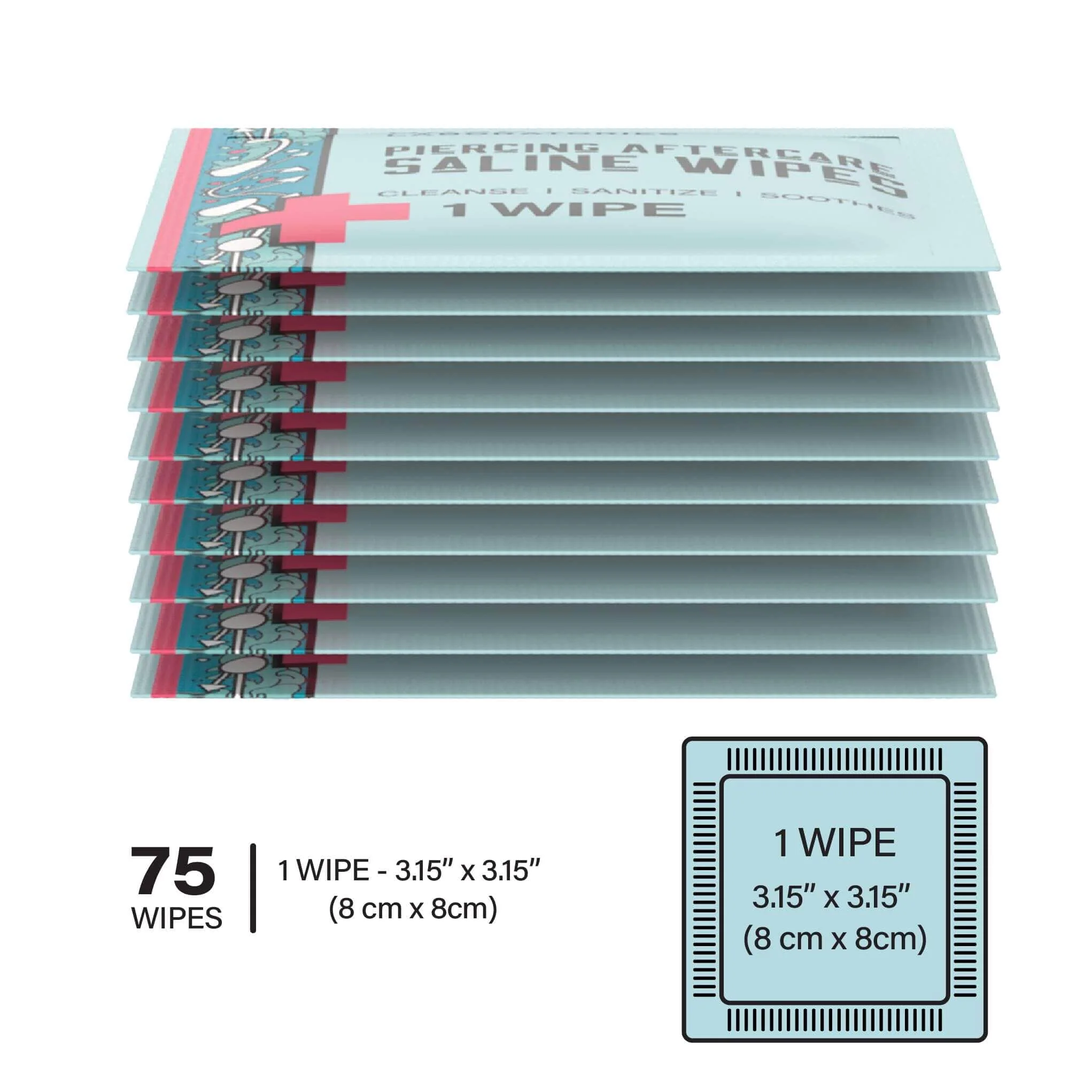 Piercing Aftercare Saline Wipes 75 Count - Image 5